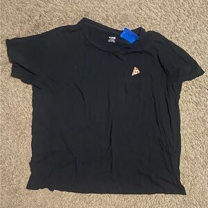 Victorias Secret PINK Perfect Short Sleeve Tee T-Shirt Black Embroidered Pizza